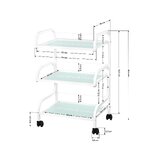 Kosmetikbord type 1014 Giovanni – apparatbord med 3 glashylder og hjul, hvid