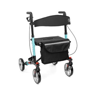 Rollator i aluminium med 4 hjul, Yola turkos