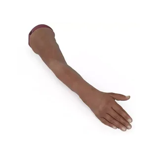 Brazo de entrenamiento de vía intravenosa hiperrealista, tono de piel oscuro