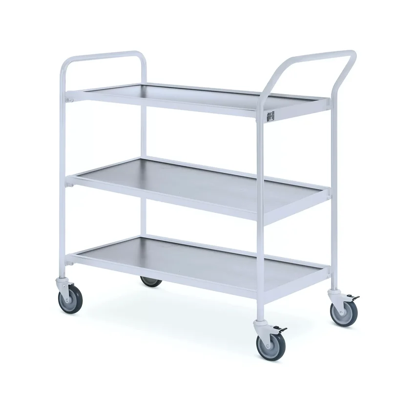 Table trolley with handle and end, 3 shelves