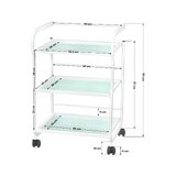 Cosmetic table type 1013 Giovanni – device trolley with 3 glass shelves and wheels, white