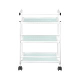 Cosmetic table type 1013 Giovanni – device trolley with 3 glass shelves and wheels, white
