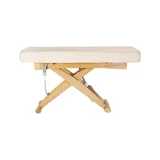 Table de soins SPA Sillon Siesta couleur crème avec base marron clair