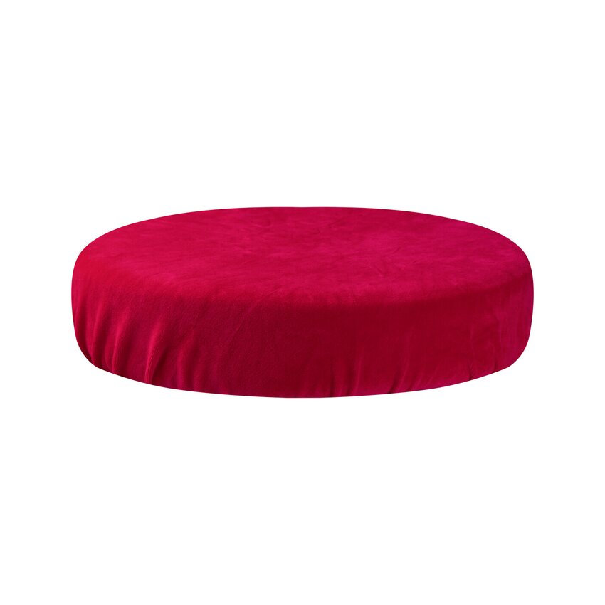 Velourbetræk til taburet med elastik – fuchsia, til sæde 35–40 cm
