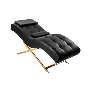 Fauteuil de soin des cils Alba avec base dorée - noir
