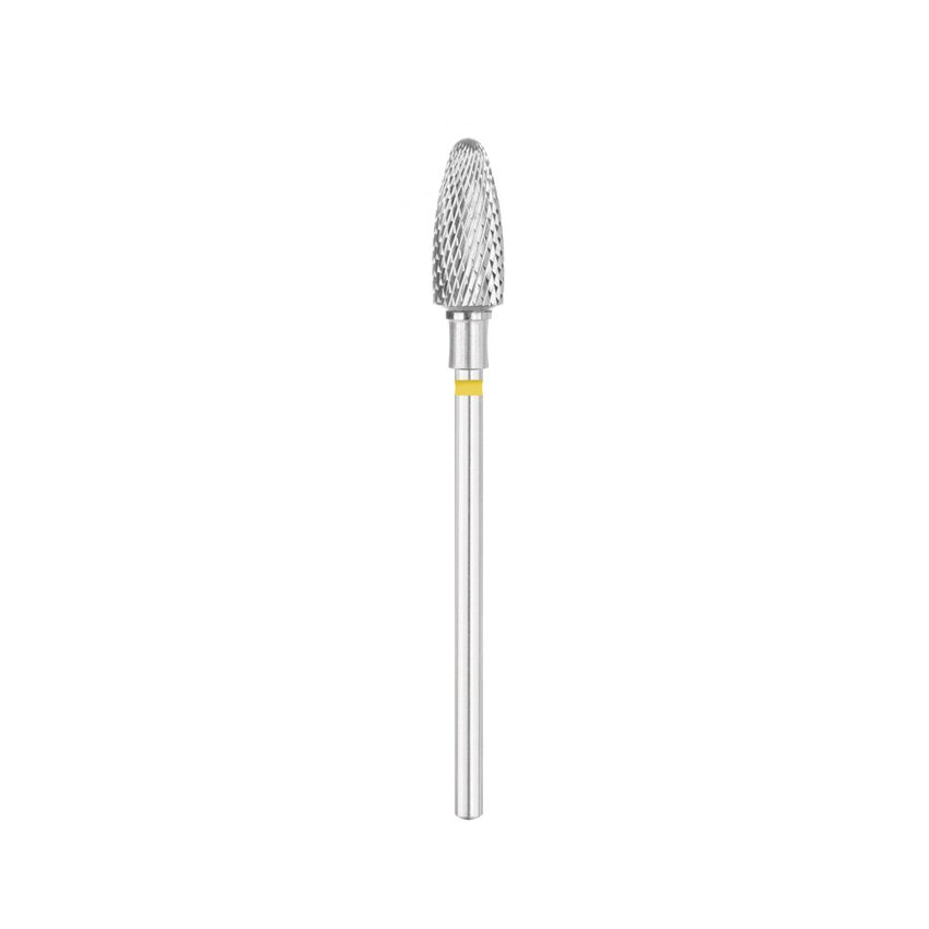 EXO Pro carbide nail drill bit, oval – Ø 6.0 mm, L 14.0 mm, fine cross cut (yellow)