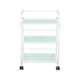 Cosmetic table type 1013 Giovanni – device trolley with 3 glass shelves and wheels, white