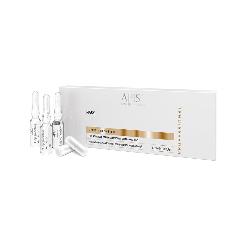 Apis Depiq Pro System Advanced Depigmentation Mask – pigmentudjævnende maske 10 × 3 ml + 10 × 0,7 g