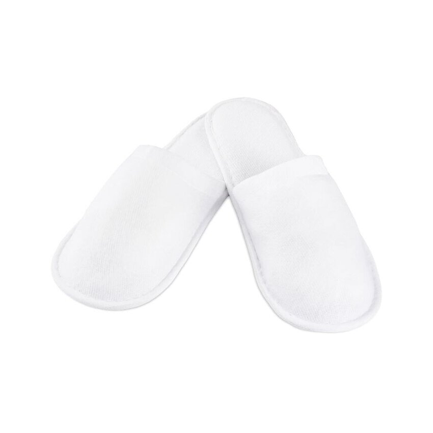 Closed terry slippers with non-slip sole – white, unprinted