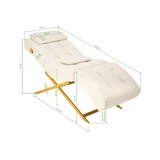 Franges blanches pour table de soins Umbra avec base dorée