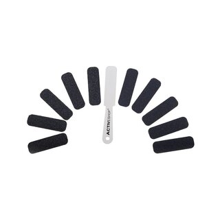 Activeshop fotfil i metall – med utbytbara slippapper korn 80 och 120
