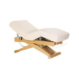 Table de soins SPA Sillon Siesta couleur crème avec base marron clair