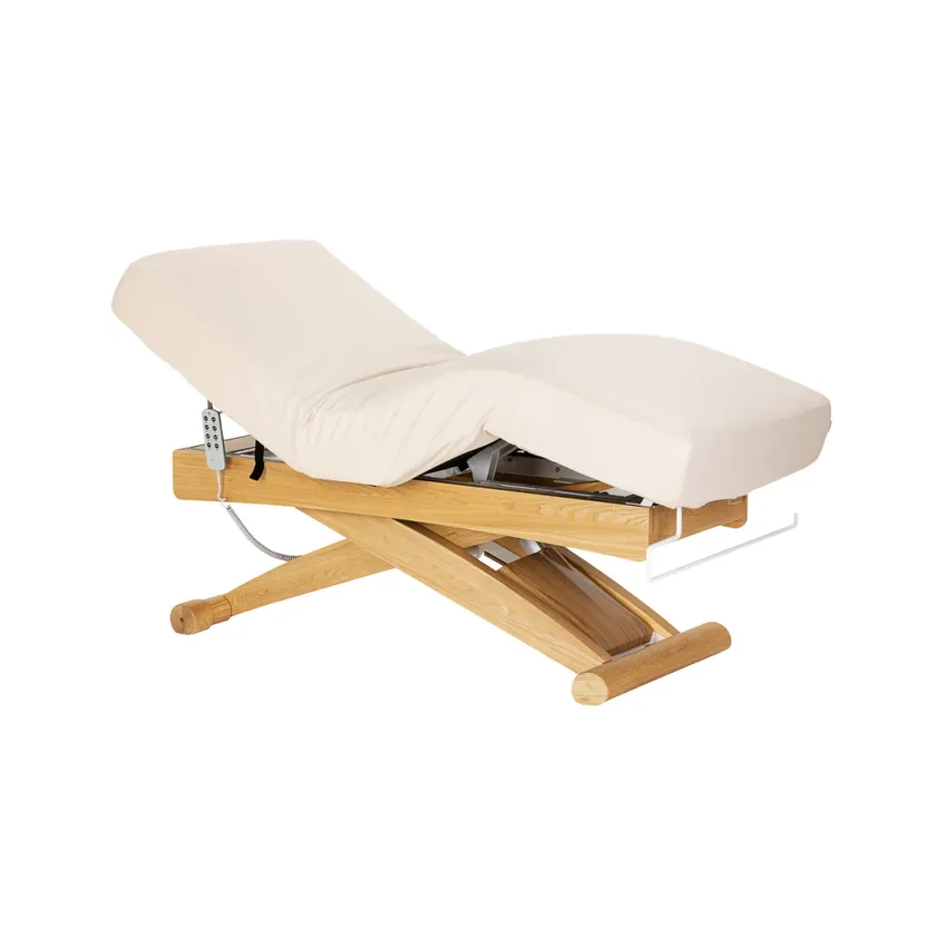 Table de soins SPA Sillon Siesta couleur crème avec base marron clair