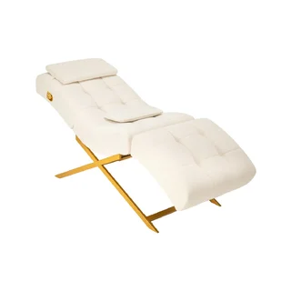 Franges blanches pour table de soins Umbra avec base dorée