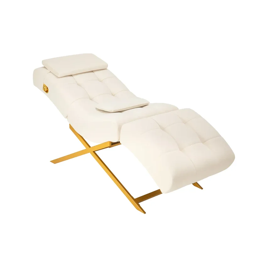 Franges blanches pour table de soins Umbra avec base dorée