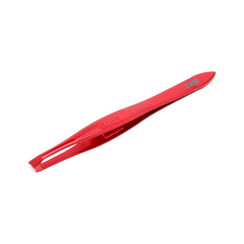 Nghia Export N-425 – pincett med sned spets, röd, 9 cm