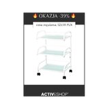 Kosmetikbord type 1014 Giovanni – apparatbord med 3 glashylder og hjul, hvid