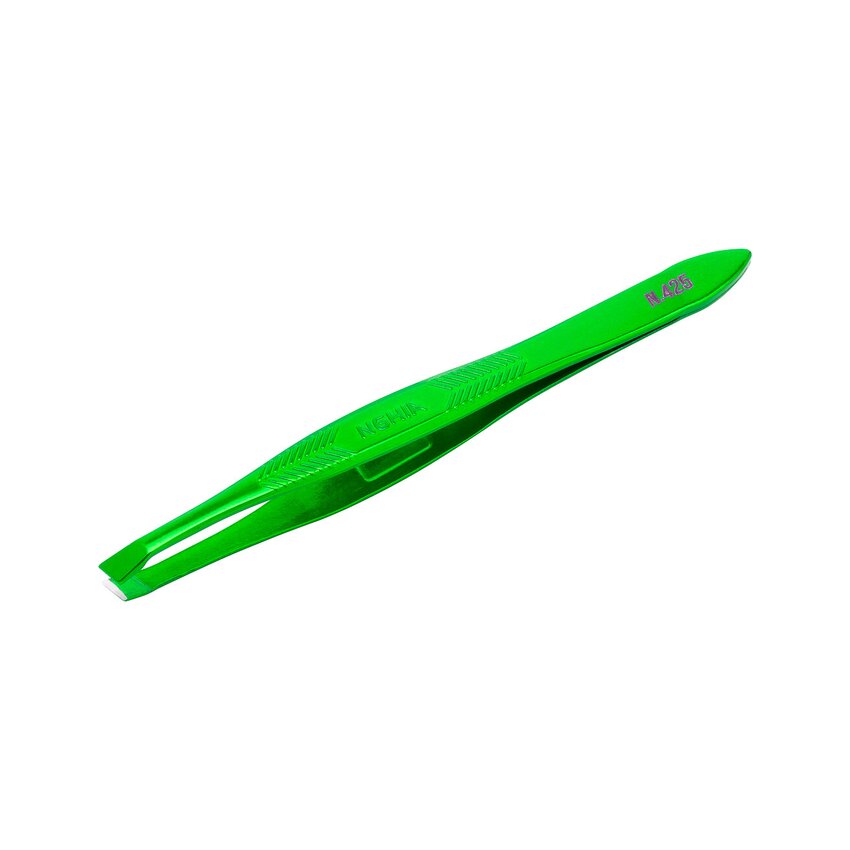 Nghia Export N-425 – pincett med sned spets, grön, 9 cm
