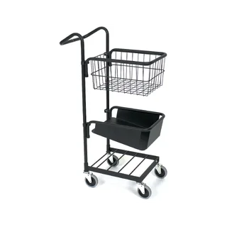 Minivagn svart med korg och pärmhylla