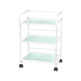 Cosmetic table type 1013 Giovanni – device trolley with 3 glass shelves and wheels, white