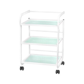 Kosmetikbord type 1013 Giovanni – apparatbord med 3 glashylder og hjul, hvid