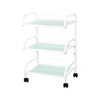 Kosmetikbord type 1014 Giovanni – apparatbord med 3 glashylder og hjul, hvid